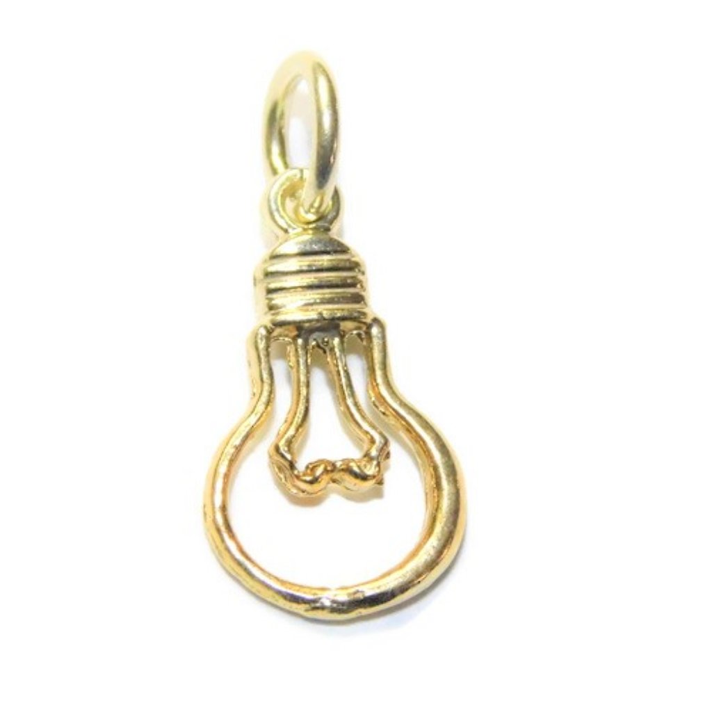 2d Bulb Outline Charm Pendant 14k Yellow Gold
